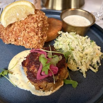The Franklin Oyster Bar and Eatery - Panko crunchy fish, crab cake and slaw! Yum! - Tapas/Small Plates Near Me - Franklin, Michigan The Franklin Oyster Bar and Eatery - Panko crunchy fish, crab cake and slaw! Yum! - Tapas/Small Plates Near Me - Franklin, Michigan