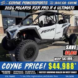 Coyne Powersports - Save $3,011 on the 2026 Polaris RZR Pro R 4 Ultimate. Exp 6/30/26
Coyne Powersports
(844) 462-6963