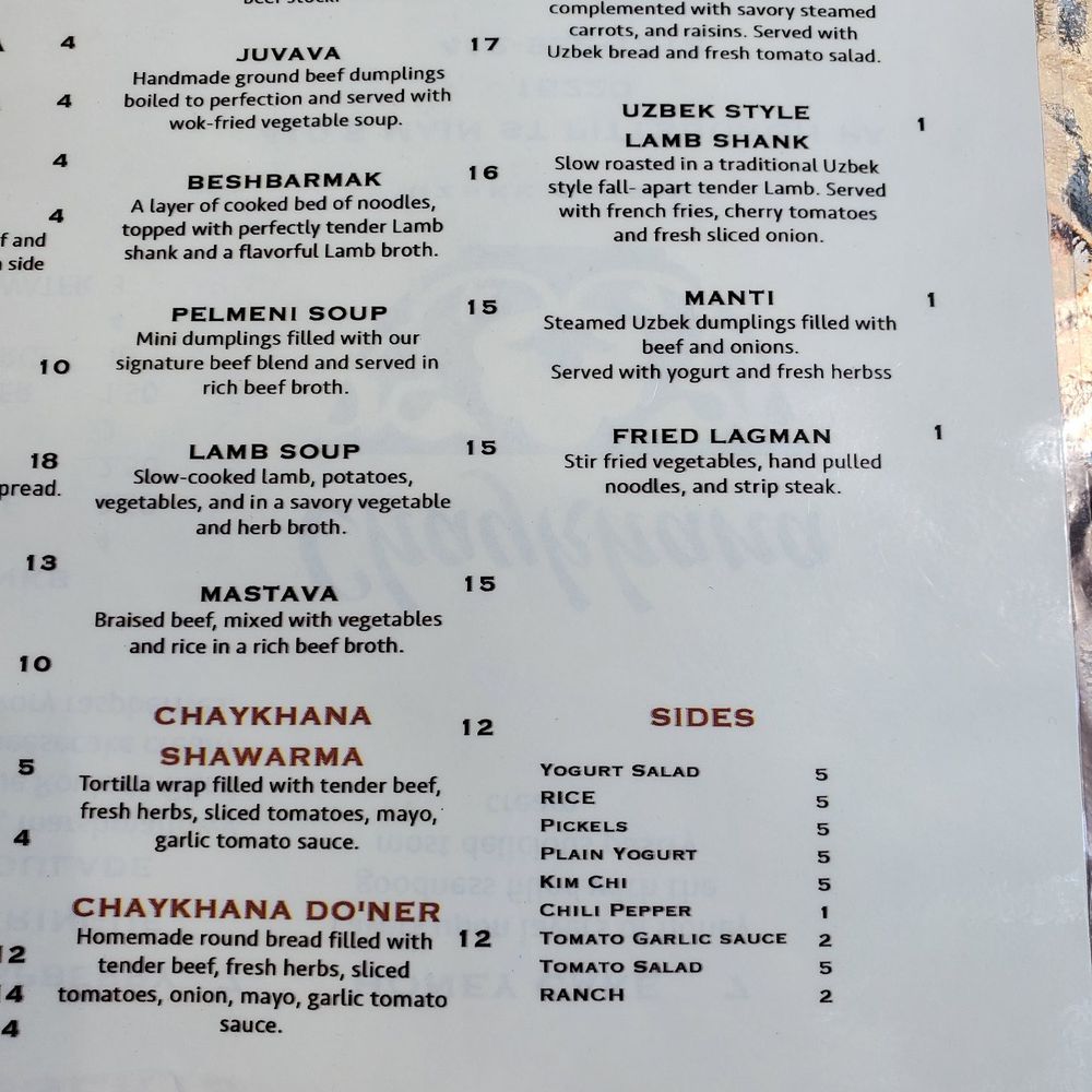 Chaykhana Pittsburgh - Menu - Uzbek Near Me - Pittsburgh, Pennsylvania