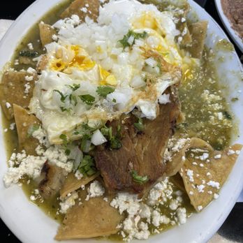 Guajillo Restaurant - Chilaquiles Breakfast with carnitas - Mexican Near Me - Huntington Park, California Guajillo Restaurant - Chilaquiles Breakfast with carnitas - Mexican Near Me - Huntington Park, California