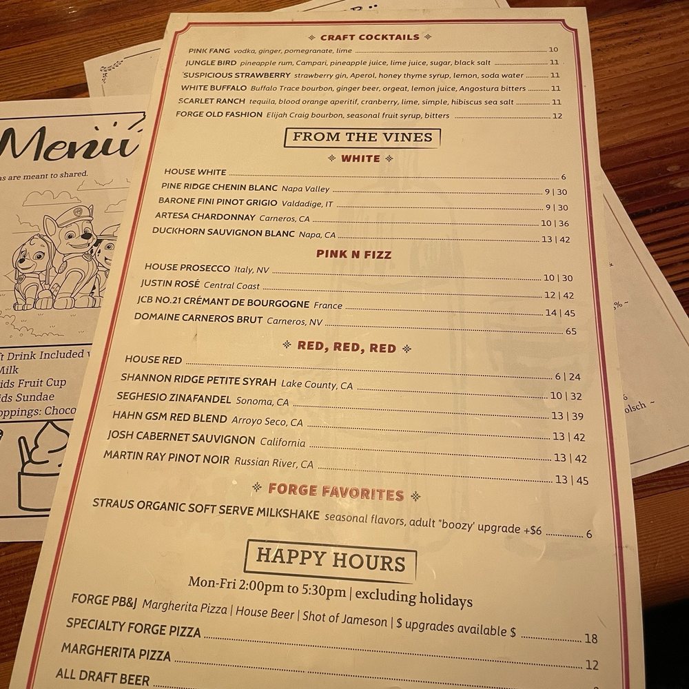 Forge Pizza - Drink menu - Pizza Near Me - Napa, California Forge Pizza - Drink menu - Pizza Near Me - Napa, California
