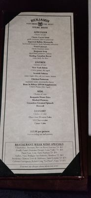 Menu photo 1 Benjamin Steakhouse New York, NY