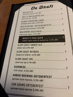 Menu photo 1 Monty's Public House Ann Arbor, MI Menu photo 1 Monty's Public House Ann Arbor, MI