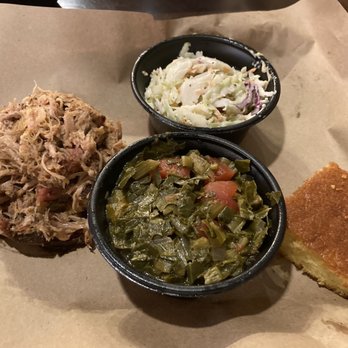 Mission BBQ - Half pound of pulled pork with side of Cold Slaw and Collard Greens and cornbread. With a drink $13 - Barbeque Near Me - Alexandria, Virginia Mission BBQ - Half pound of pulled pork with side of Cold Slaw and Collard Greens and cornbread. With a drink $13 - Barbeque Near Me - Alexandria, Virginia