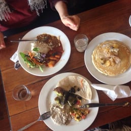 Sunday brunch - Lebanese plate, curry plate and a pancake to share! Sunday brunch - Lebanese plate, curry plate and a pancake to share!