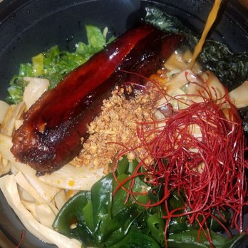 Ima Noodles - Spicy Tori Ramen with pork belly and trumpet mushrooms - Ramen Near Me - Detroit, Michigan