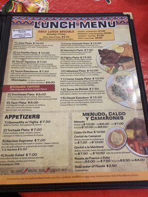 Menu photo 1 La Familia Restaurant Abilene, TX Menu photo 1 La Familia Restaurant Abilene, TX