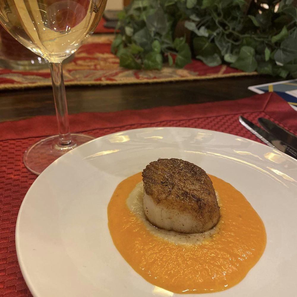 Finesse Dining - Seared Sea Scallop on fennel-tomato puree was fantastic! - Personal Chefs Near Me