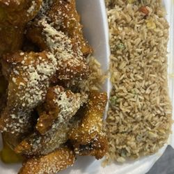 Legend Cafe - Garlic Parmesan wings and fried rice