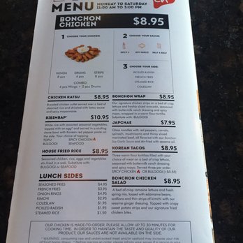 Bonchon Woodlawn - Lunch menu - Korean Near Me - Charlotte, North Carolina Bonchon Woodlawn - Lunch menu - Korean Near Me - Charlotte, North Carolina