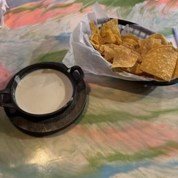 Queso dip and chips