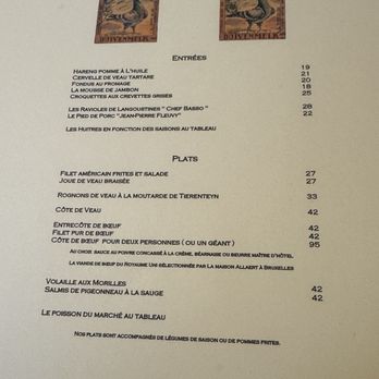 Le Pigeon Noir - Menu - Belgian Near Me - Uccle, BRU