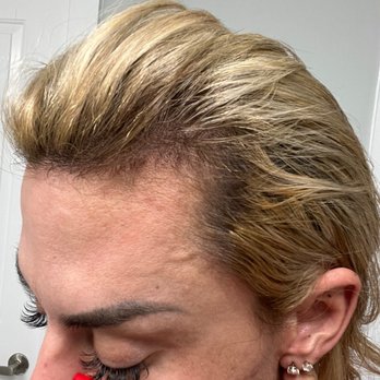 Sunday Salon - Sunday salon, never blonde towards the roots and always yellow, dark spots everywhere (specially the sides of my head) - Hair Salons Near Me - Cary, North Carolina
