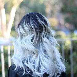 Samuel Van Hair Design - Just so you'll know what to expect going from dark hair to platinum ice, this was done after her third sessions.