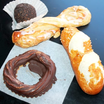 German Bread Bakery - Mixed Goodies, Almond bar, pretzel, chocolate ring, rum balls. Non-drinkers, stay away from the rum balls! LOL - Bakeries Near Me - Las Vegas, Nevada