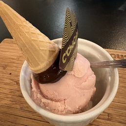 Scoop of strawberry ice cream