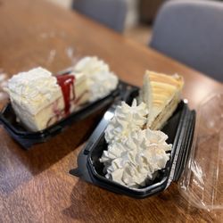 The Cheesecake Factory - Lemon Raspberry Cream Cheesecake Cinnabon Cinnamon Swirl Cheesecake