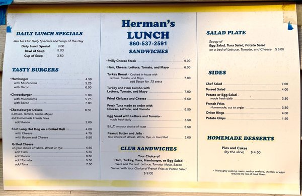 Menu photo 1 Herman's Diner Colchester, CT Menu photo 1 Herman's Diner Colchester, CT