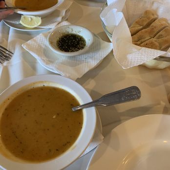 Empire Turkish Grill - Lentil soup and oil/herbs with bread - Turkish Near Me - Houston, Texas Empire Turkish Grill - Lentil soup and oil/herbs with bread - Turkish Near Me - Houston, Texas