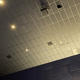 The IMAX auditorium has holes & stains in the ceiling. I'm pretty sure they have been there for at least 10 years. The IMAX auditorium has holes & stains in the ceiling. I'm pretty sure they have been there for at least 10 years.
