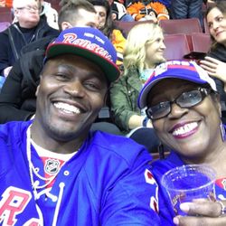 Gothelf Eric, DMD - New York Rangers Fan. My son and I, season ticket holders at MSG, before the pandemic.