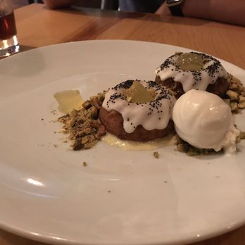 Parkside - Lemon and poppy seed bundt cake with jasmine ice cream - Seafood Near Me - Austin, Texas Parkside - Lemon and poppy seed bundt cake with jasmine ice cream - Seafood Near Me - Austin, Texas