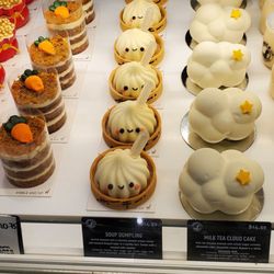 Soup Dumpling ($14.50), Milk Tea Cloud Cake ($14.50)