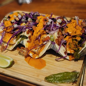 Perla - Salmon Tacos - Tapas/Small Plates Near Me - Santa Ana, California Perla - Salmon Tacos - Tapas/Small Plates Near Me - Santa Ana, California