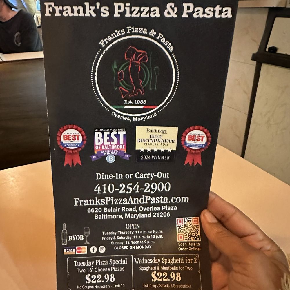 Frank's Pizza & Pasta - Menu - Pizza Near Me - Baltimore, Maryland Frank's Pizza & Pasta - Menu - Pizza Near Me - Baltimore, Maryland