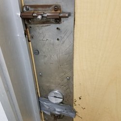 76/Circle K - Double dead bolt action for that added safety. Plus handy duct tape. Public restroom  :)*