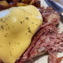 Obviously fresh corned beef hash and hollandaise