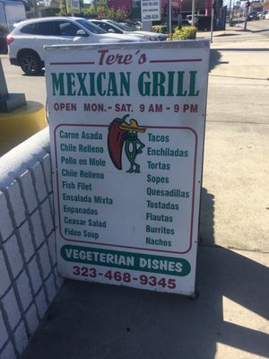 Menu photo 8 Tere's Mexican Grill Los Angeles, CA