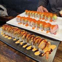 O Sushi - From front to back: Lucky 7 Roll (Seared), Hamachi Lover Roll, Lambada Roll