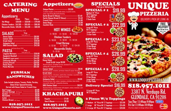 Menu photo 4 Unique Pizzeria Glendale, CA Menu photo 4 Unique Pizzeria Glendale, CA
