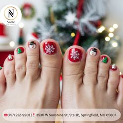 Noble Nail Bar - Cozy up with a festive pedicure that keeps your feet soft and merry Schedule your appointment now and feel the holiday glow!