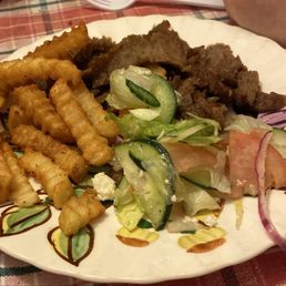 One half of the Gyro Platter. One half of the Gyro Platter.