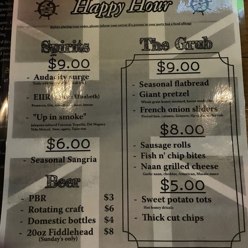 Audacity British Style Pub - Happy Hour menu Eff November 2025 - Pubs Near Me - Manchester, Connecticut