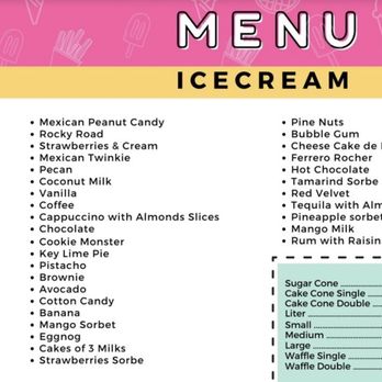 Michoacan A Pedir De Boca - menu for ice cream - Ice Cream & Frozen Yogurt Near Me - Alexandria, Virginia