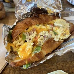 Croissant breakfast sandwich