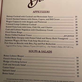 Bones - Menu - Steakhouses Near Me - Atlanta, Georgia
