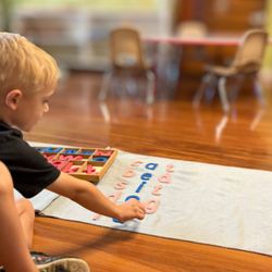 Twin Oaks Montessori School - A child independently working with Montessori language material.