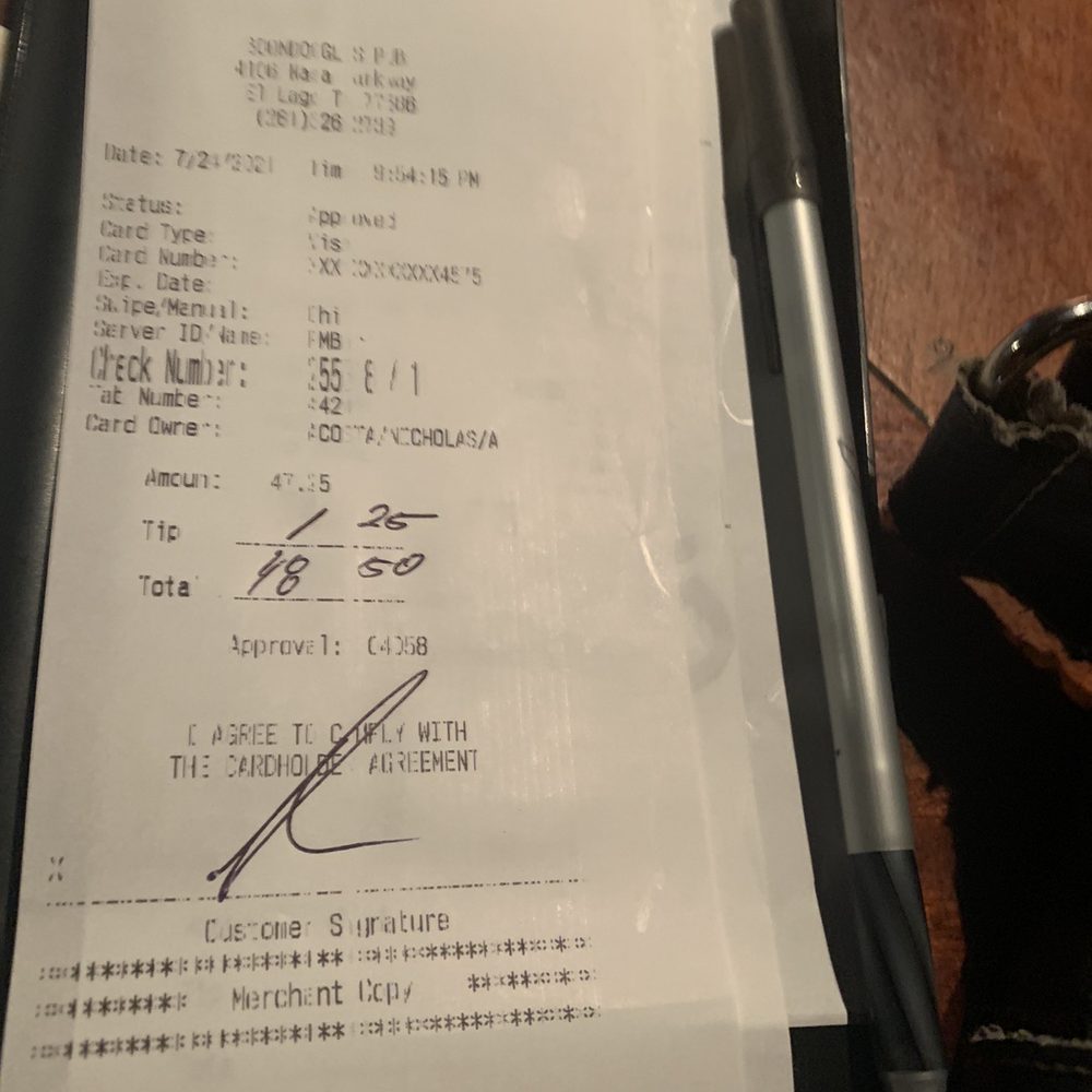 Boondoggles Pub - Receipt - Bars Near Me - El Lago, Texas