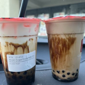 Gong Cha - Natural brown sugar sweetener. Request not too sweet, extra boba and add oolong tea. - Bubble Tea Near Me - Menifee, California