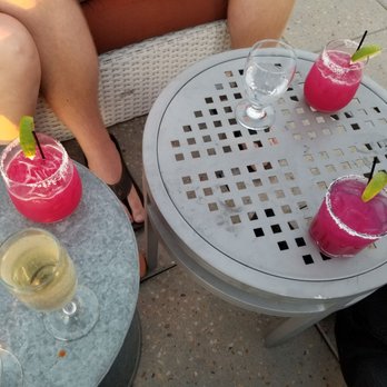 Apothecary Lounge - Prickly Pear drink and Au Pear (Champagne and pear vodka drink(couldn't taste pear). - Lounges Near Me - Albuquerque, New Mexico