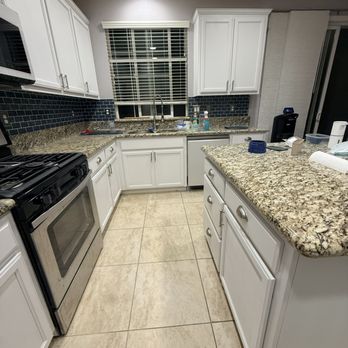 Maplewood Construction - Beautiful kitchen cabinet paint job. Went from a faded cherry stain to a fresh paint job in Sw Emerald Urethane. - Fences & Gates Near Me Maplewood Construction - Beautiful kitchen cabinet paint job. Went from a faded cherry stain to a fresh paint job in Sw Emerald Urethane. - Fences & Gates Near Me