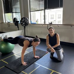 Basics and Beyond fitness & nutrition - Personal trainer Libby Carlson and happy client