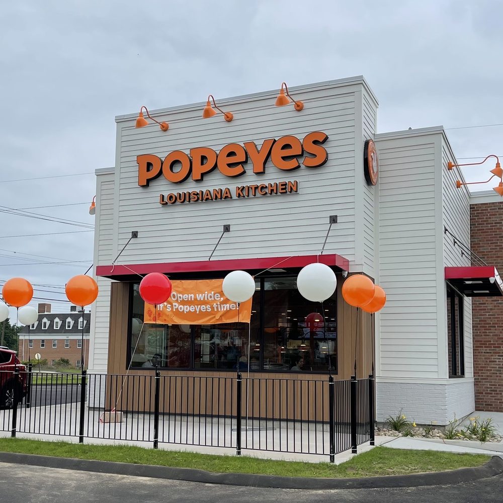 Popeyes Louisiana Kitchen - Outside with balloons - Chicken Wings Near Me - Wethersfield, Connecticut Popeyes Louisiana Kitchen - Outside with balloons - Chicken Wings Near Me - Wethersfield, Connecticut