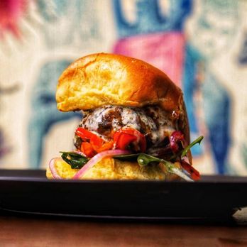 IST Snack Bar - a hamburger on a plate - Indian Near Me - Toronto, Ontario