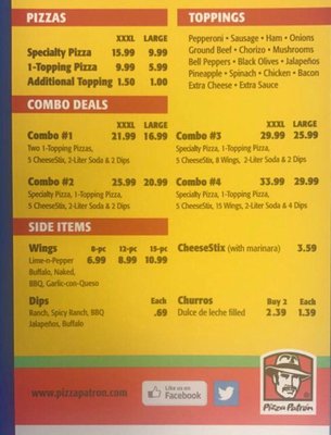 Menu photo 3 Pizza Patrón Tucson, AZ