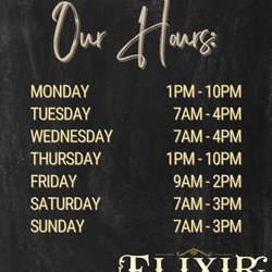 Find the perfect time for self-care! Elixir Apothecary is open all week with flexible hours to fit your schedule. Stop by and shop local!